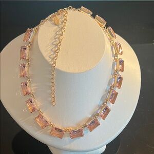 Sorrelli Gold Necklace with Pink Rectangular Crystals